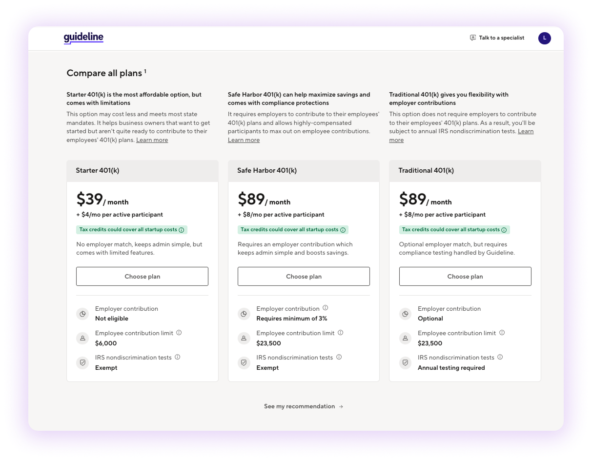401k plan selection