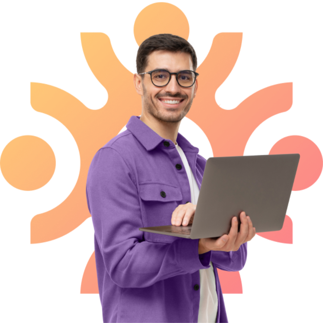 Man in glasses with HR for Health Logo