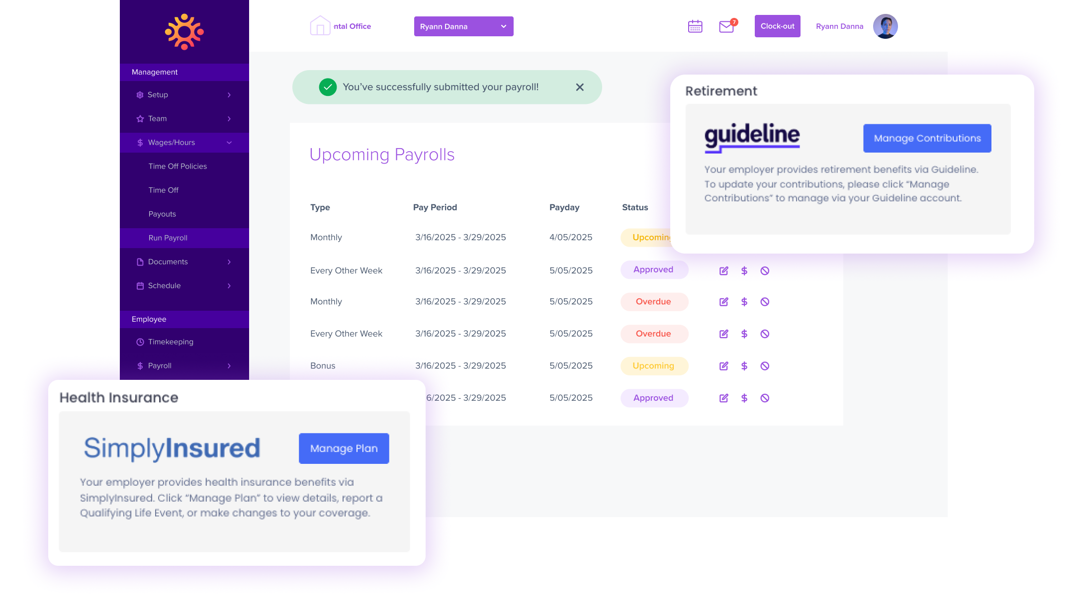 Upcoming Payroll Page